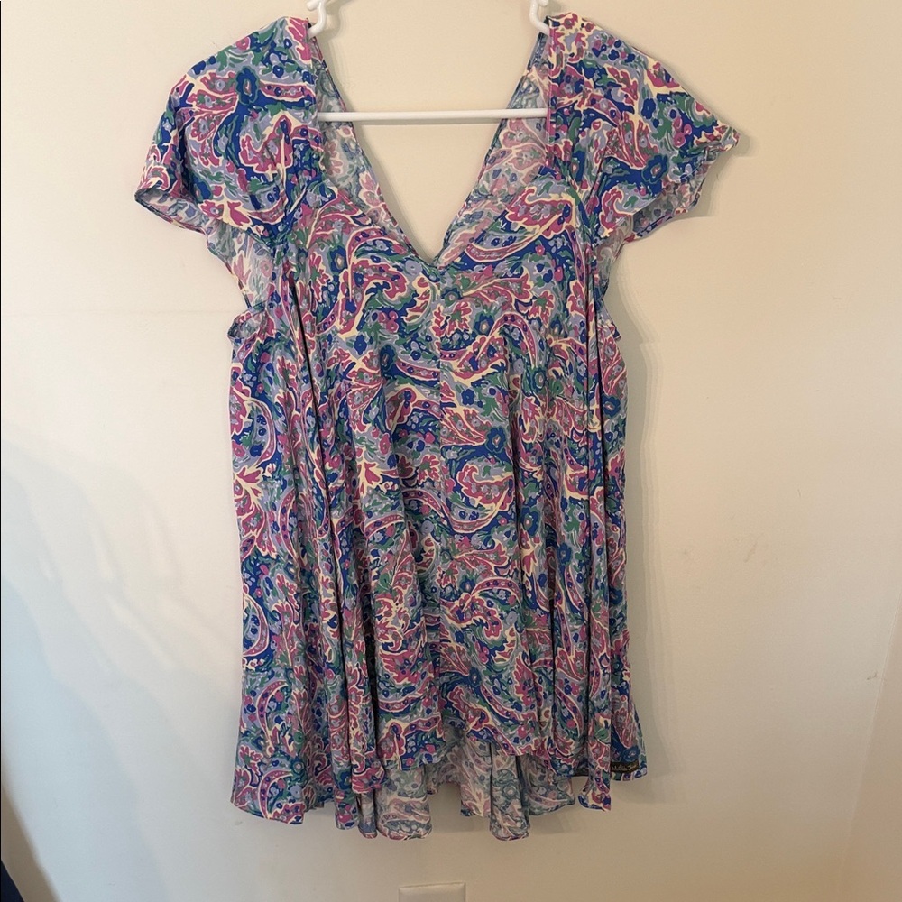 Matilda Jane Pink & Blue Paisley V-Neck Swing Tunic